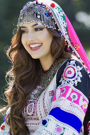 Afghan woman in traditional dress